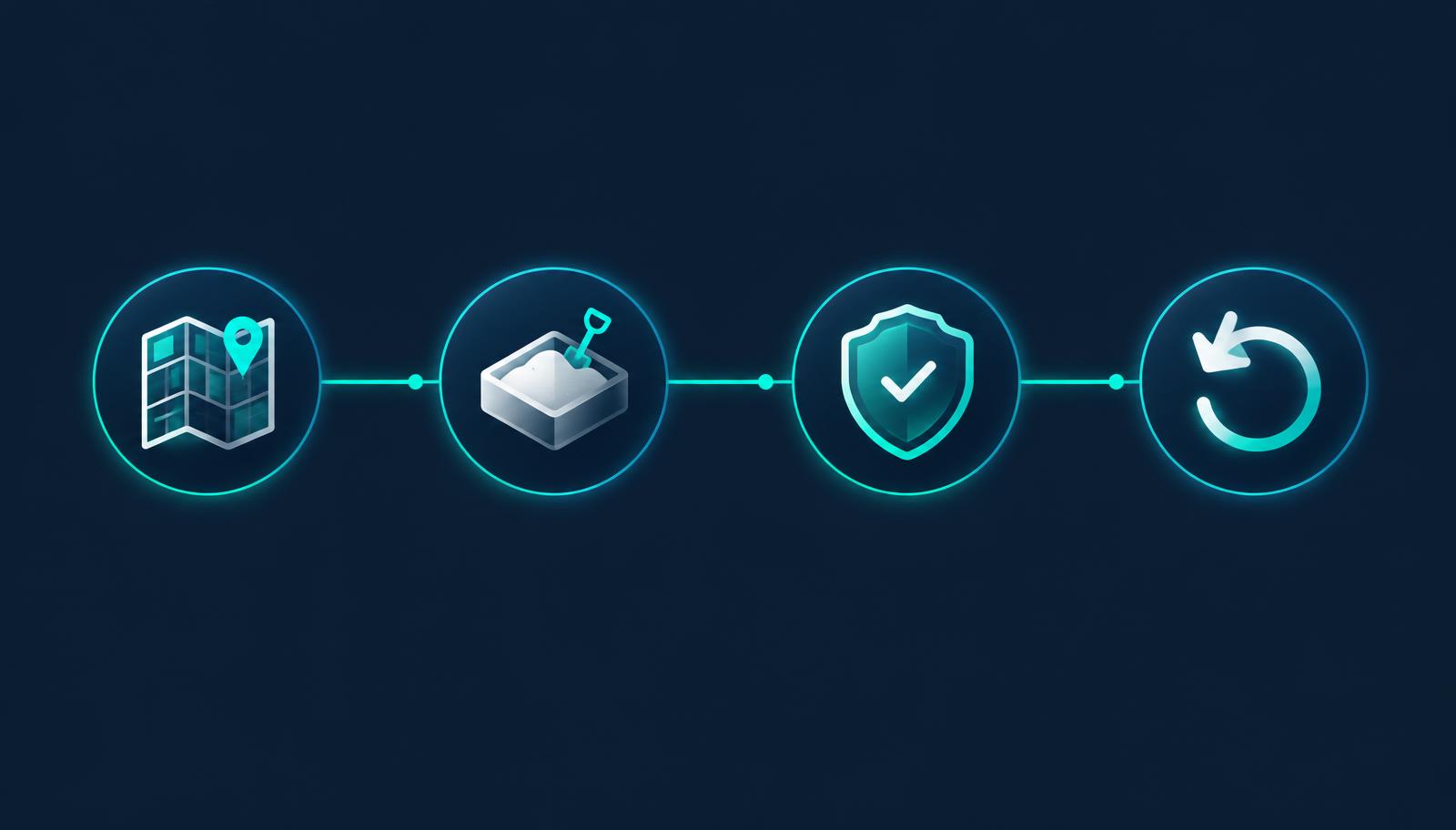 Four stages: map, sandbox, validate and revert